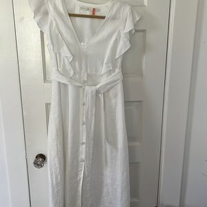Marie Oliver white linen midi dress